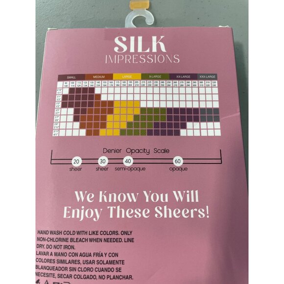 Silk Impressions Pantyhose Size Large Light Support Sheer 20 Denier 2 Pairs NEW - Picture 5 of 6